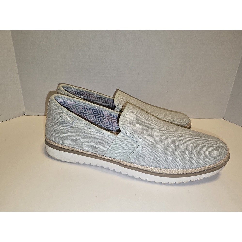 Skechers BOBS Flexpadrille Lo Slip On Shoe Mint Green Memory Foam Comfort Sz 9.5